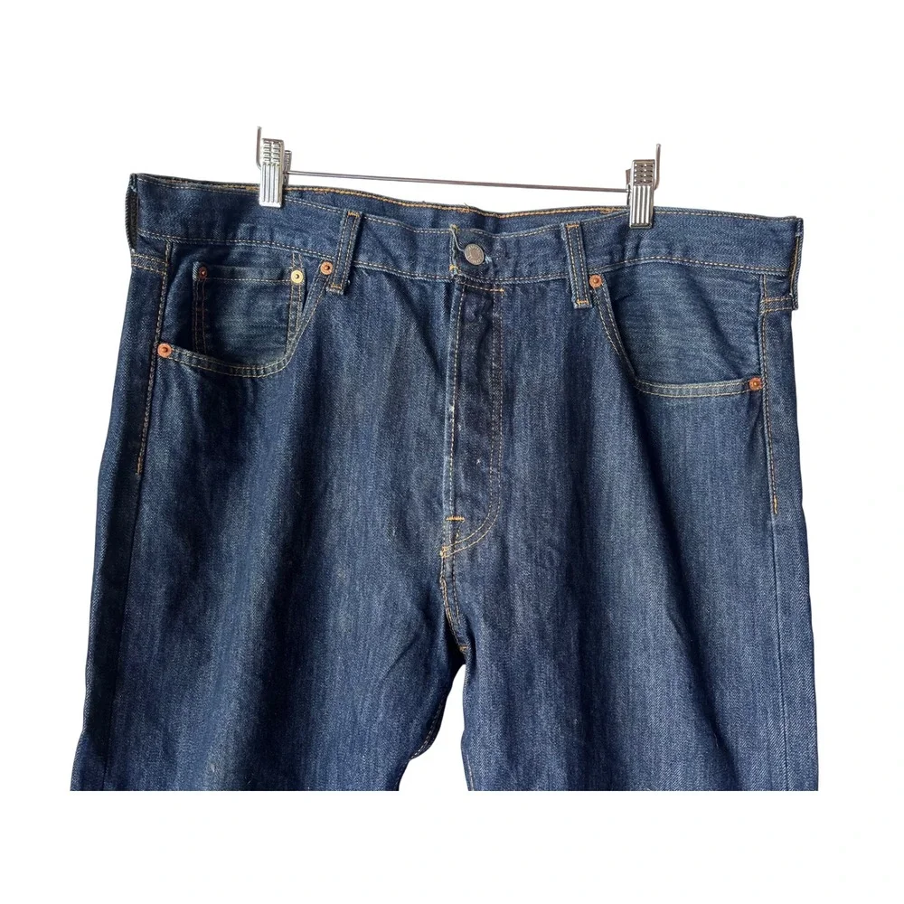 Levis 501 Original Fit Mens Jeans 38x32 Dark Wash Indigo Straight Leg Button Fly